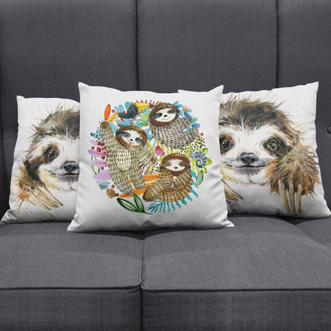 Image of Watercolor Sloth Pillow Cover 