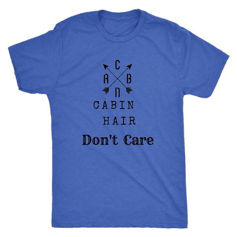 Image of CABN, Cabin Hair, Don't Care T-shirt Next Level Mens Triblend Vintage Royal S