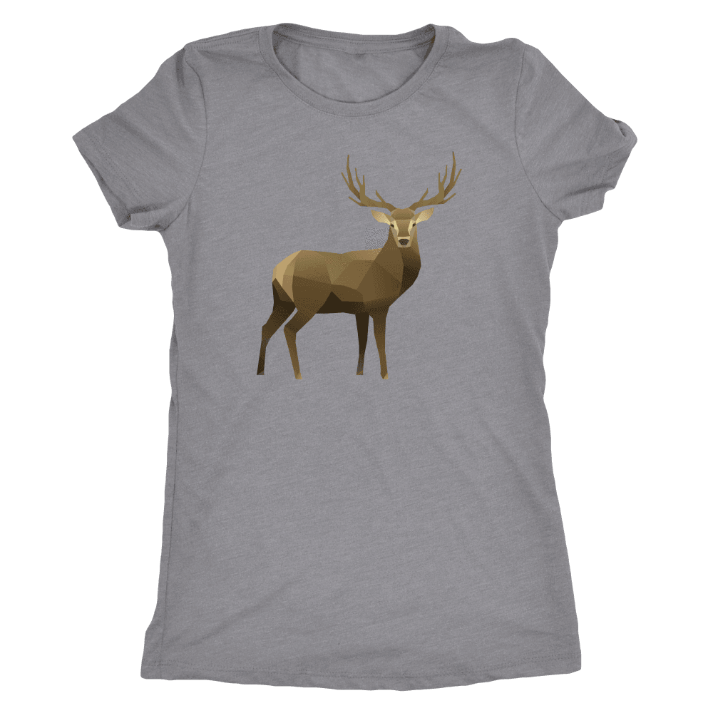Real Polygonal Deer T-shirt Next Level Womens Triblend Heather Grey S