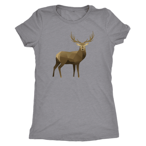 Image of Real Polygonal Deer T-shirt Next Level Womens Triblend Heather Grey S