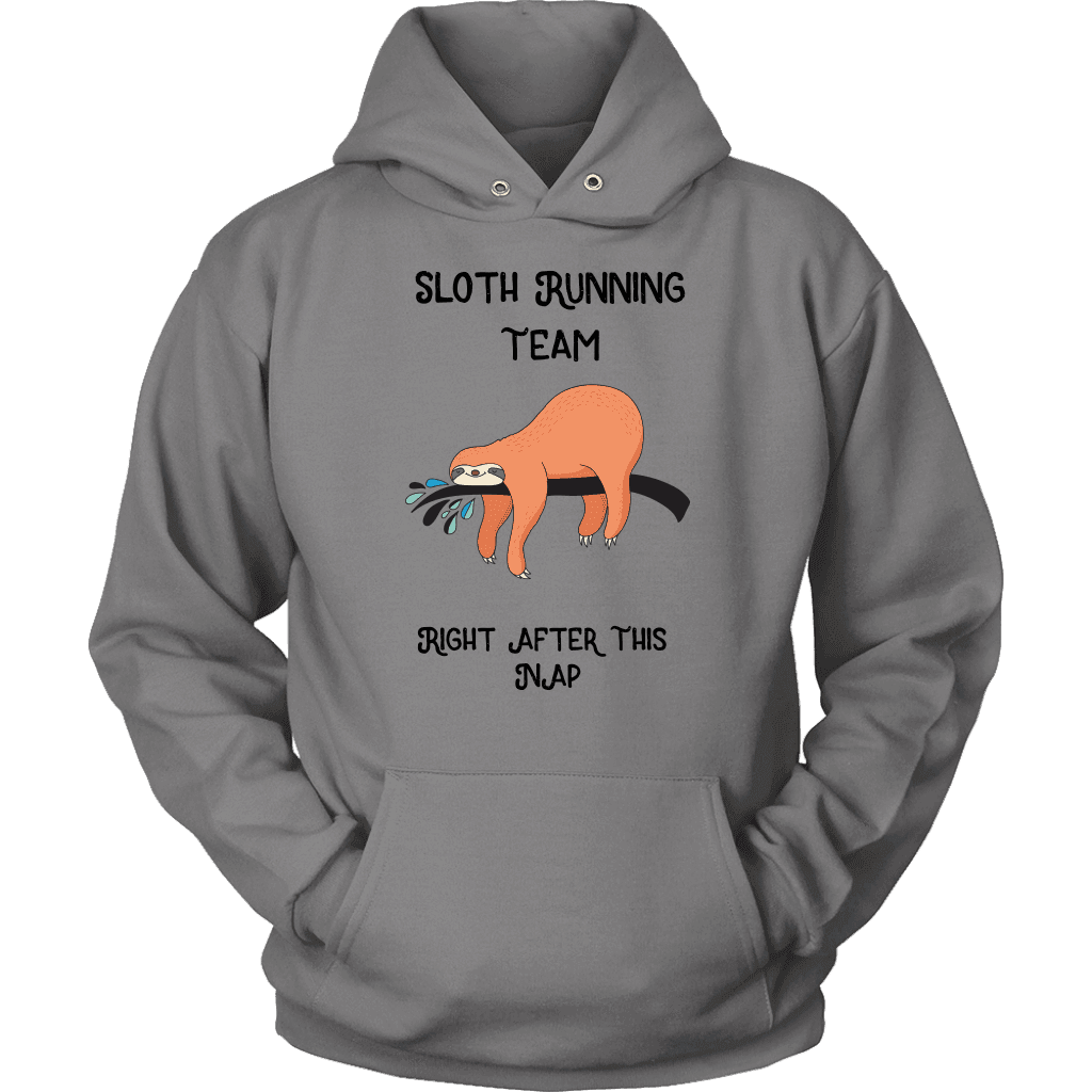 Sloth Running Team T-shirt Unisex Hoodie Grey S