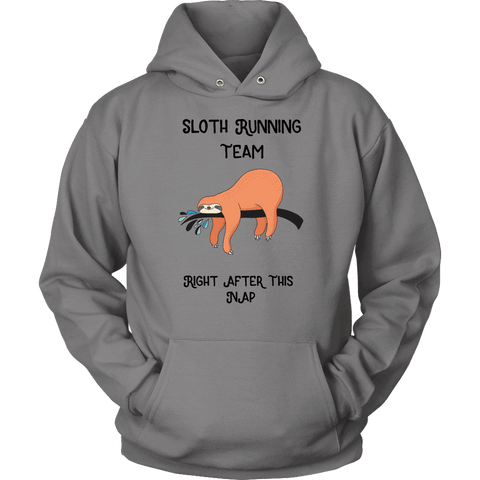 Image of Sloth Running Team T-shirt Unisex Hoodie Grey S