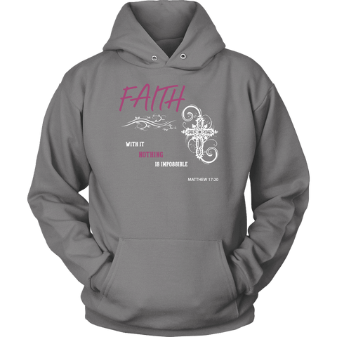 Image of Faith, Matthew 17:20 T-shirt Unisex Hoodie Grey S