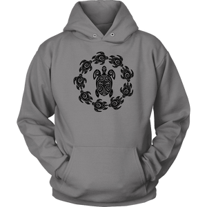 Fun Circle of Life Tribal Turtle Shirt, Black Print T-shirt Unisex Hoodie Grey S