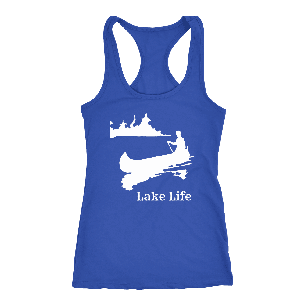 Lake Life, Person in Canoe on the Lake T-shirt Next Level Racerback Tank Royal XS