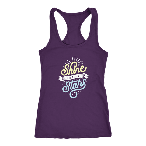 Image of Shine Like The Stars T-shirt Next Level Racerback Tank Purple XS