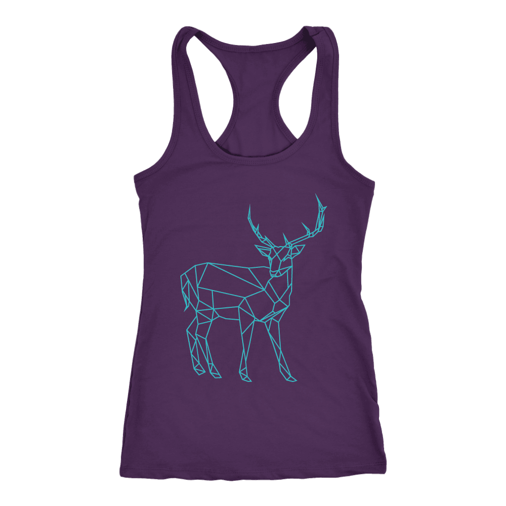 Geometric Deer Womens Shirt T-shirt Next Level Racerback Tank Purple XS