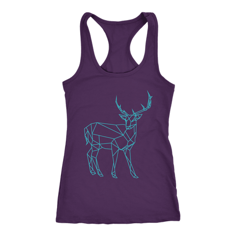 Image of Geometric Deer Womens Shirt T-shirt Next Level Racerback Tank Purple XS