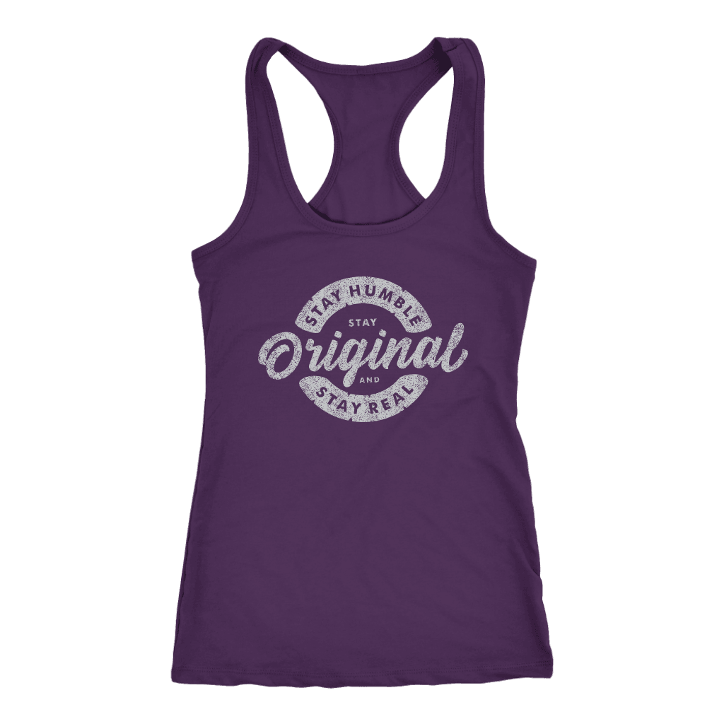 Stay Real, Stay Original Womens T-shirt Next Level Racerback Tank Purple XS