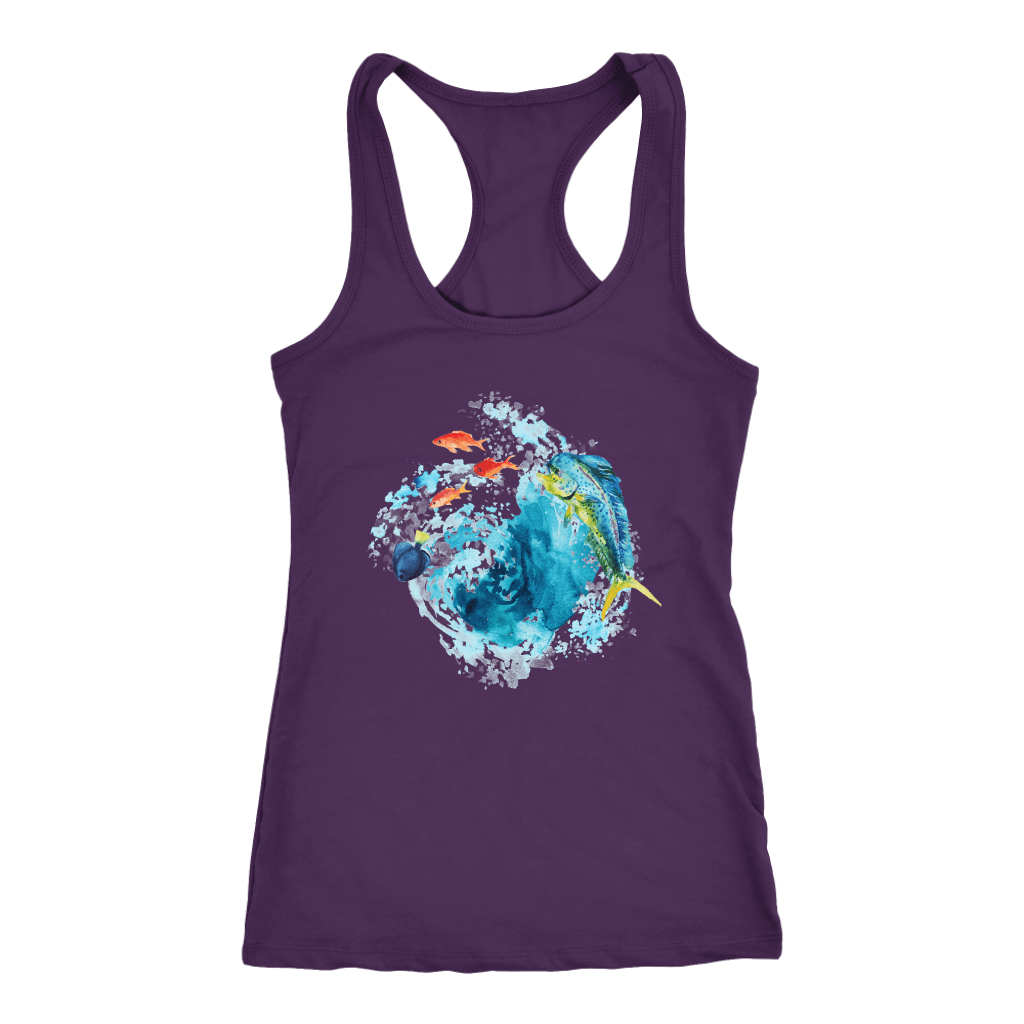 Dorado Fish T-shirt Next Level Racerback Tank Purple XS