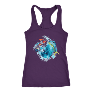 Dorado Fish T-shirt Next Level Racerback Tank Purple XS
