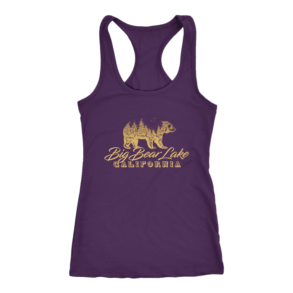 Big Bear Lake California V.2, Womens, Gold T-shirt Next Level Racerback Tank Purple XS