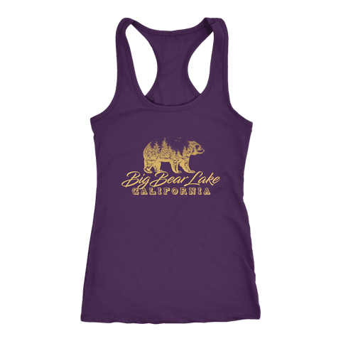 Image of Big Bear Lake California V.2, Womens, Gold T-shirt Next Level Racerback Tank Purple XS