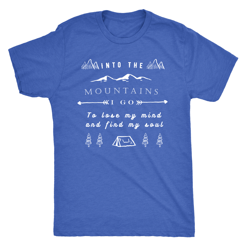 Into the Mountains I Go T-shirt Next Level Mens Triblend Vintage Royal S