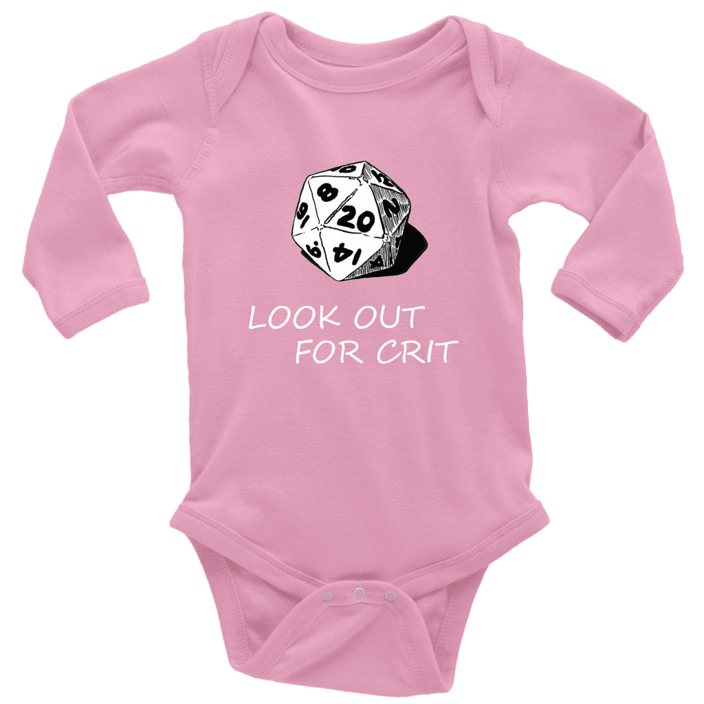 Look Out For Crit Onesies T-shirt Long Sleeve Baby Bodysuit Pink NB