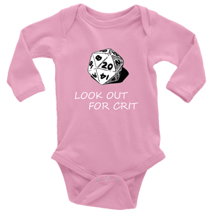 Look Out For Crit Onesies T-shirt Long Sleeve Baby Bodysuit Pink NB