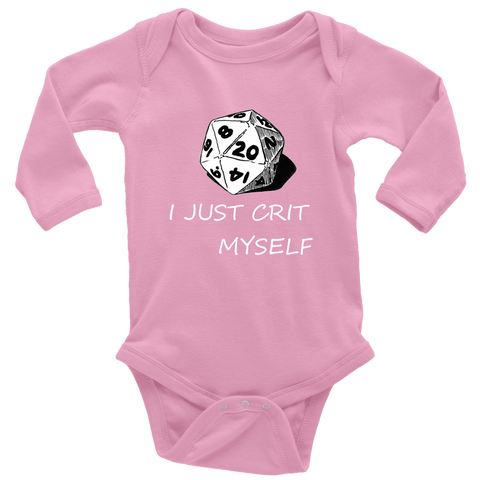 Image of I Just Crit Myself Onsies T-shirt Long Sleeve Baby Bodysuit Pink NB