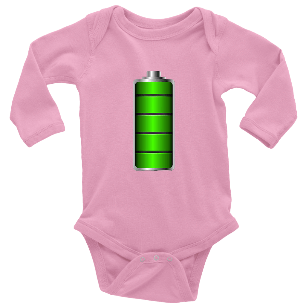 Fully Charged Onsies T-shirt Long Sleeve Baby Bodysuit Pink NB