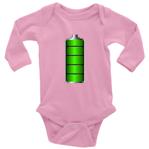Fully Charged Onsies T-shirt Long Sleeve Baby Bodysuit Pink NB