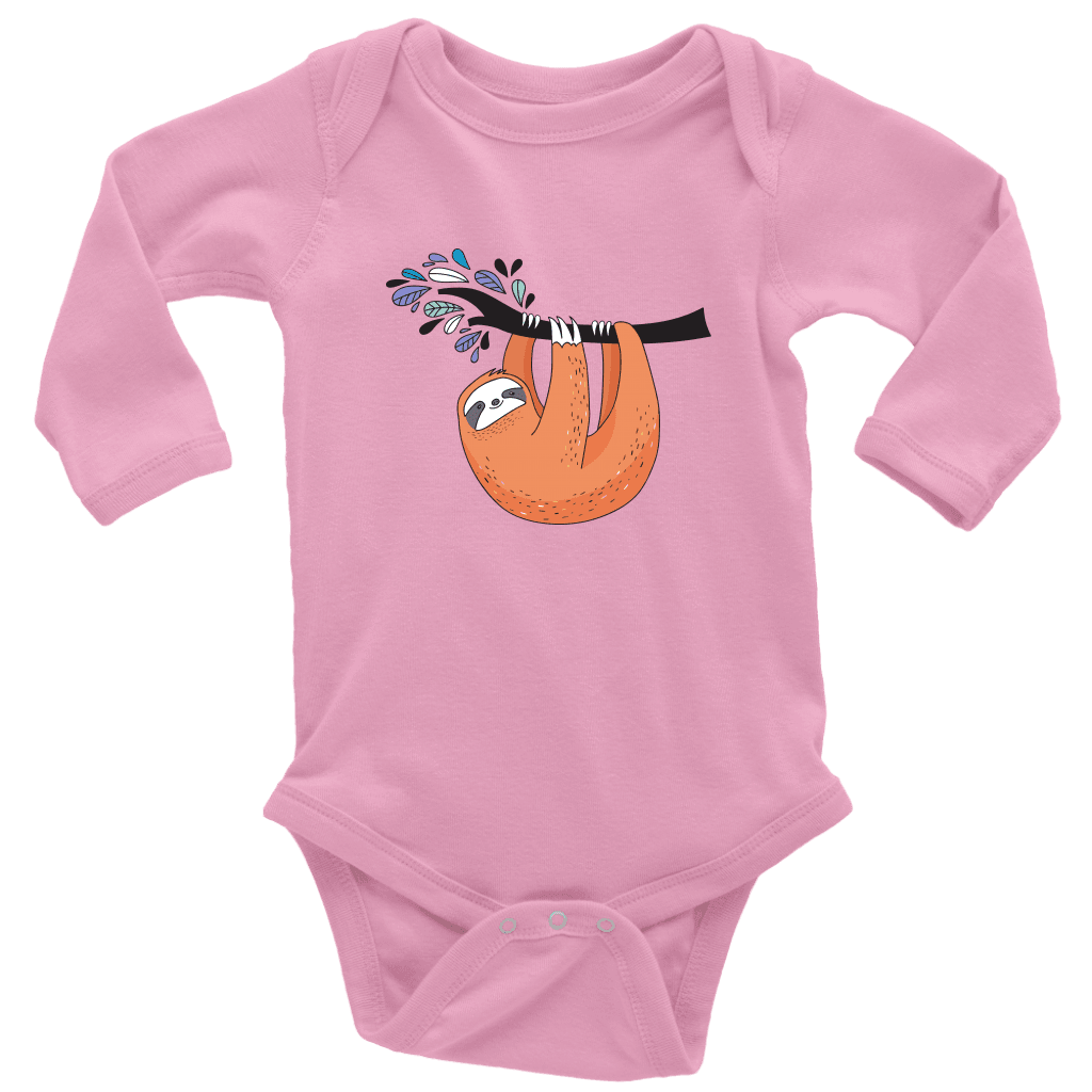 Just Hanging Onsies T-shirt Long Sleeve Baby Bodysuit Pink NB