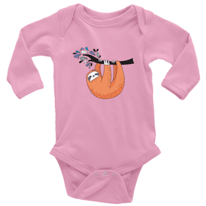 Just Hanging Onsies T-shirt Long Sleeve Baby Bodysuit Pink NB