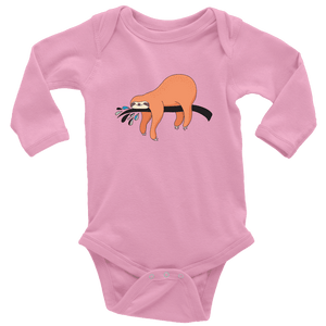 Sleepy Sloth Onsies T-shirt Long Sleeve Baby Bodysuit Pink NB