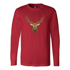 Deer Portrait, Real T-shirt Canvas Long Sleeve Shirt Red S