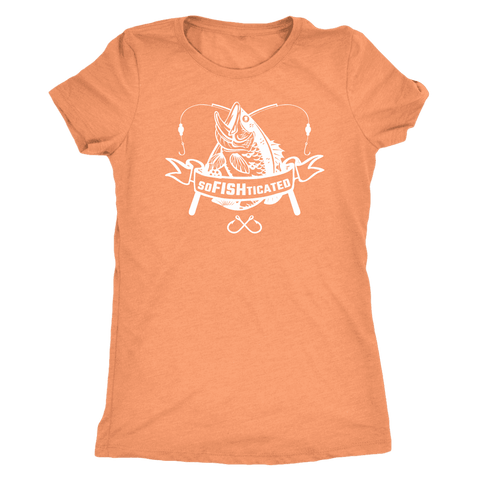 Image of soFISHticated Womens White T-shirt Next Level Womens Triblend Vintage Light Orange S