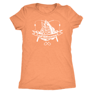 soFISHticated Womens White T-shirt Next Level Womens Triblend Vintage Light Orange S