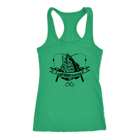 soFISHticated Womens Black Print T-shirt Next Level Racerback Tank Kelly XS