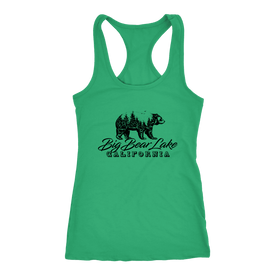 Big Bear Lake California V.2, Womens, Black T-shirt Next Level Racerback Tank Kelly XS