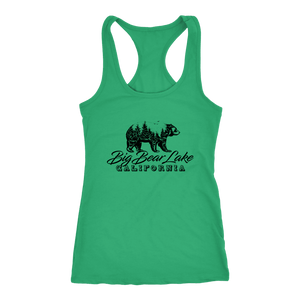 Big Bear Lake California V.2, Womens, Black T-shirt Next Level Racerback Tank Kelly XS