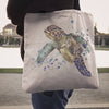 Premium Watercolor Turtles on Re-Useable Canvas Tote Tote Bag 