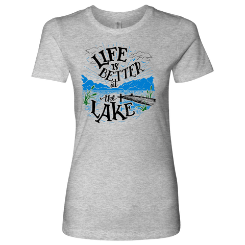 Image of Life is Better At The Lake Womens Shirts T-shirt Next Level Womens Shirt Heather Grey S
