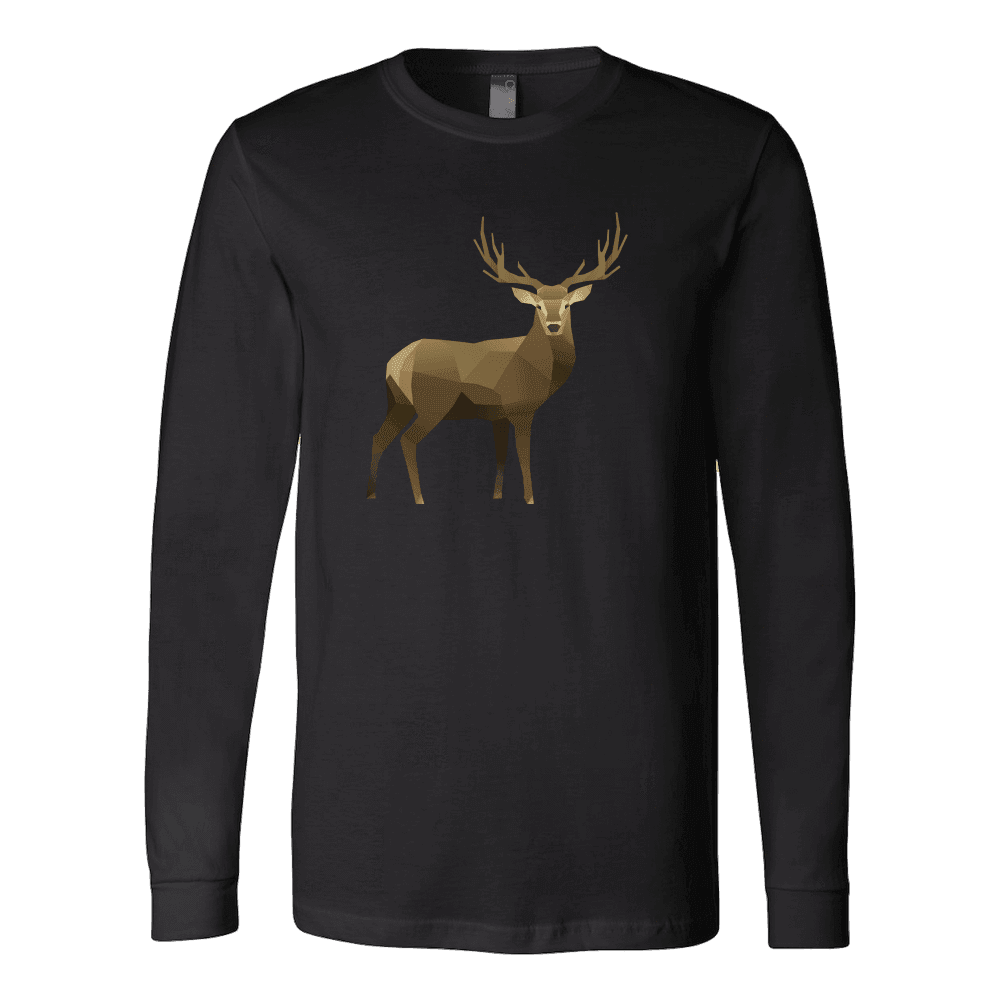 Real Polygonal Deer T-shirt Canvas Long Sleeve Shirt Black S