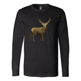 Real Polygonal Deer T-shirt Canvas Long Sleeve Shirt Black S
