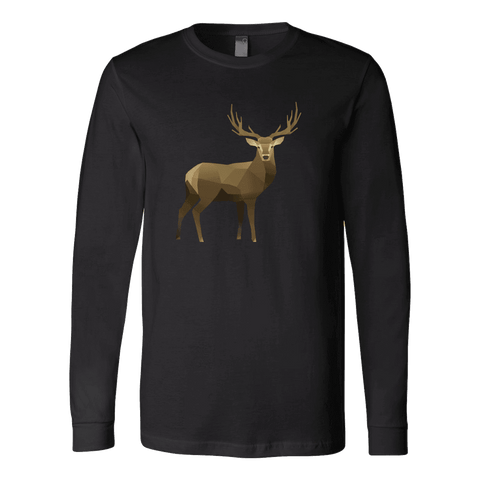 Image of Real Polygonal Deer T-shirt Canvas Long Sleeve Shirt Black S