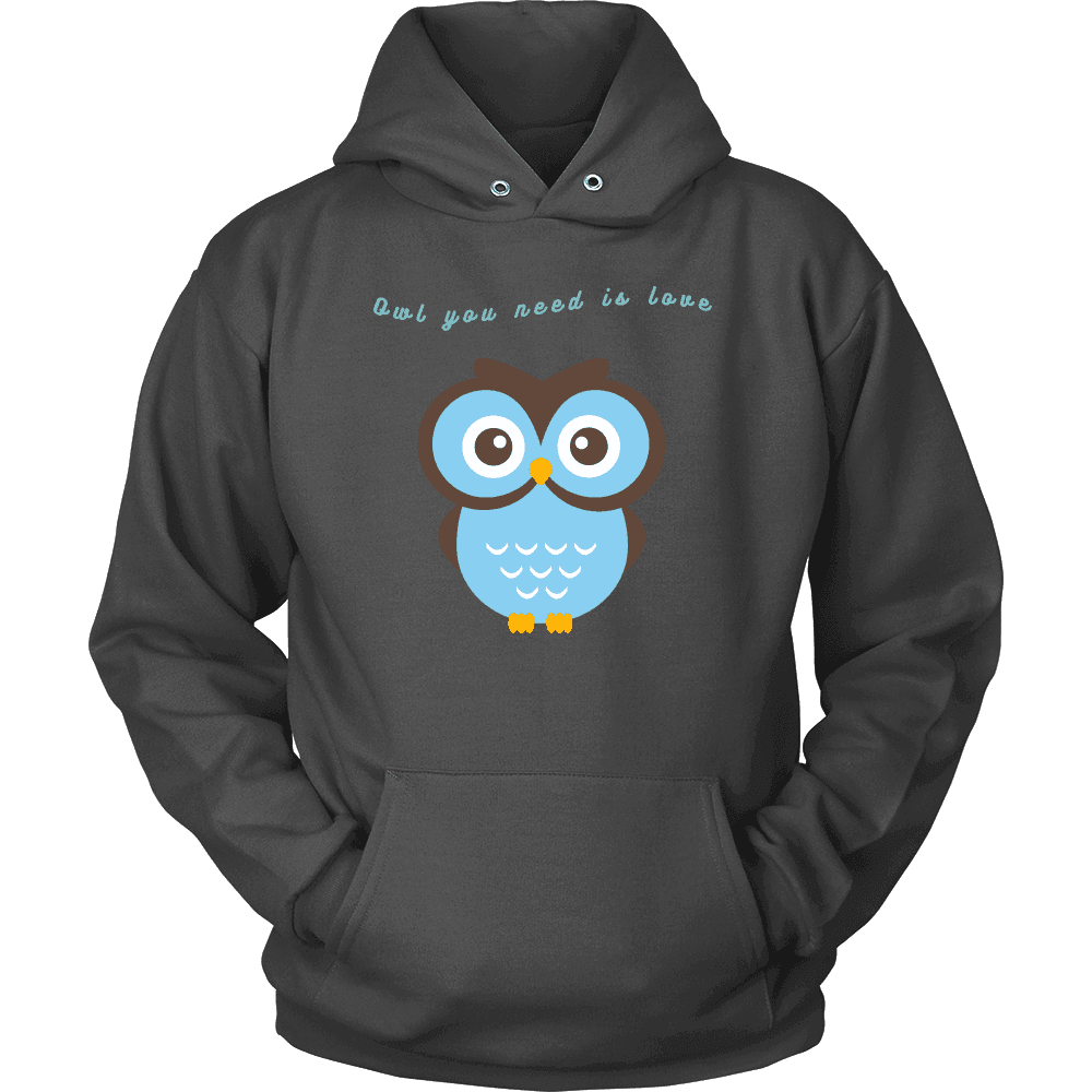 Owl You Need is Love T-shirt Unisex Hoodie Charcoal S