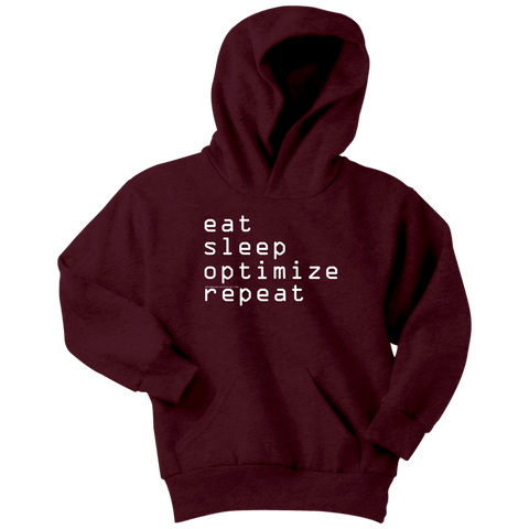 Image of eat, sleep, optimize repeat Hoodie V.1 T-shirt Youth Hoodie Maroon XS