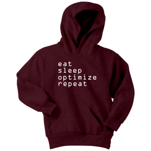 eat, sleep, optimize repeat Hoodie V.1 T-shirt Youth Hoodie Maroon XS