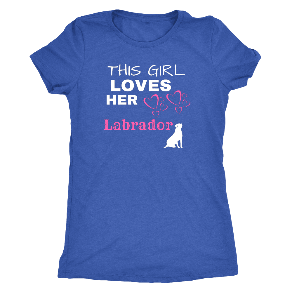 This Girl Loves Her Lab T-shirt Next Level Womens Triblend Vintage Royal S