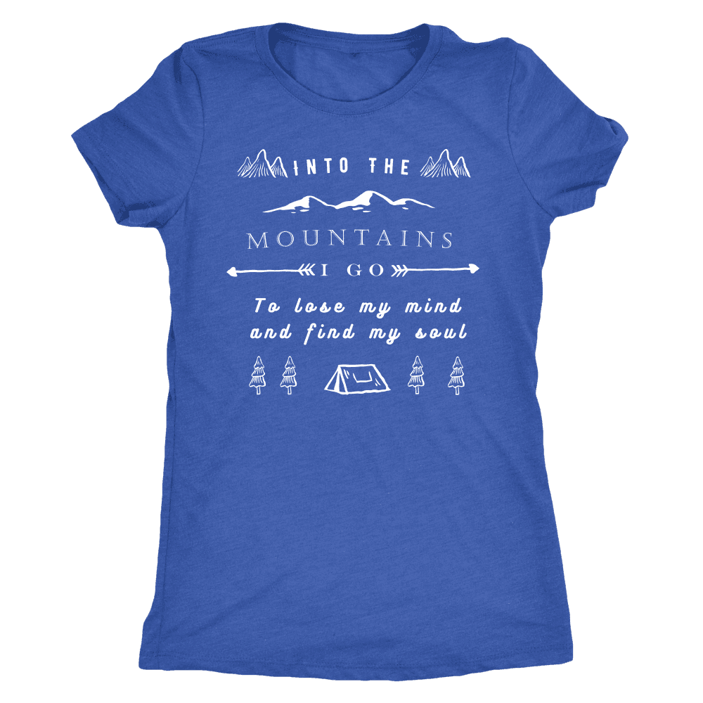 Into the Mountains I Go T-shirt Next Level Womens Triblend Vintage Royal S