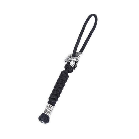 Image of Spartan Custom Paracord Lanyard, Are You a Warrior? Key Chains Black 
