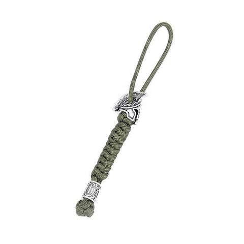 Image of Spartan Custom Paracord Lanyard, Are You a Warrior? Key Chains Green 