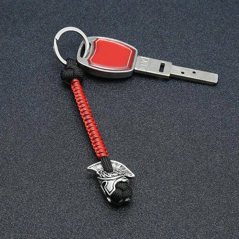 Image of Spartan Lanyard Version , Are You a Warrior? Key Chains Black Red 