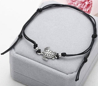 Turtle Shaped Anklet Anklets Black 