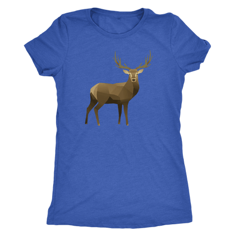 Image of Real Polygonal Deer T-shirt Next Level Womens Triblend Vintage Royal S
