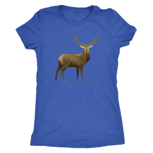 Real Polygonal Deer T-shirt Next Level Womens Triblend Vintage Royal S