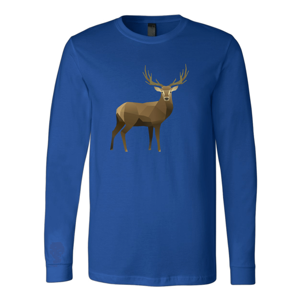 Real Polygonal Deer T-shirt Canvas Long Sleeve Shirt Royal S
