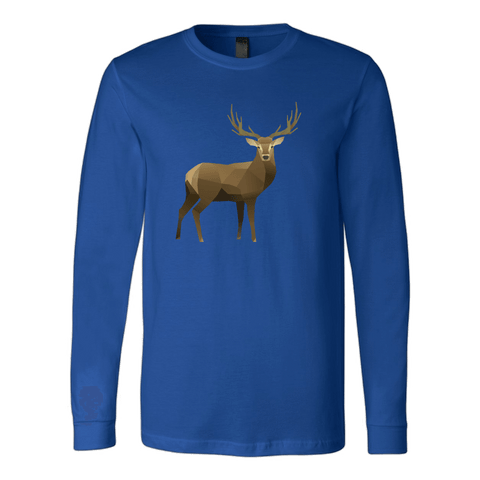 Image of Real Polygonal Deer T-shirt Canvas Long Sleeve Shirt Royal S